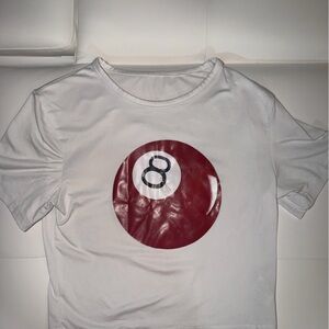 SHEIN White Crop Top with Red Graphic